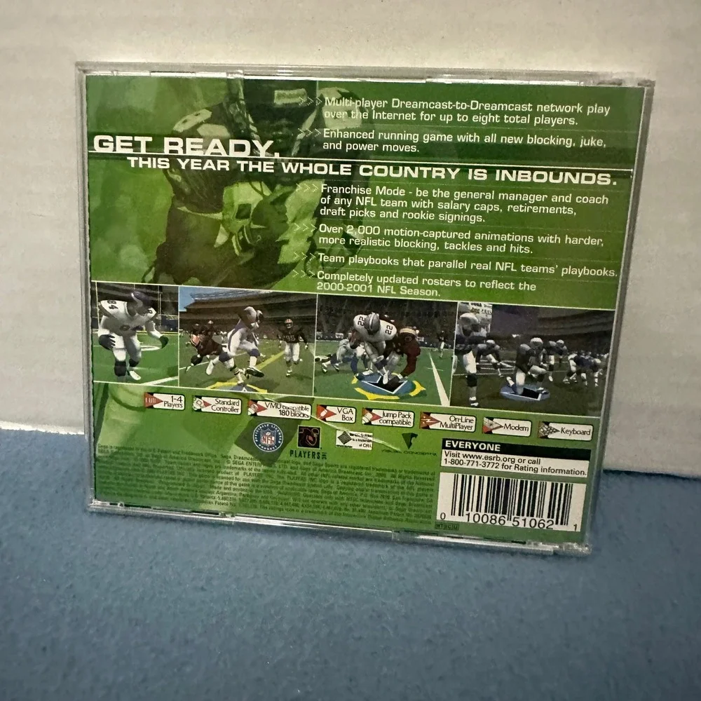 Sega Sports NFL 2K1 Sega Dreamcast 2000 Randy Moss CIB Complete Video Game